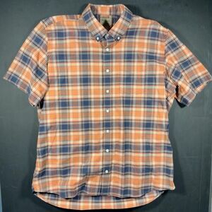 L.L. Bean orange plaid button up shirt XLT #outdoor #flannel